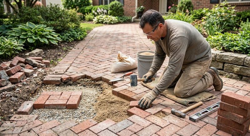 Brick Pathway Repair in Plano, TX