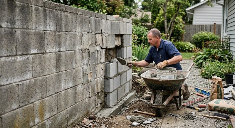 Cinder Block Wall Repair in Dallas County, TX