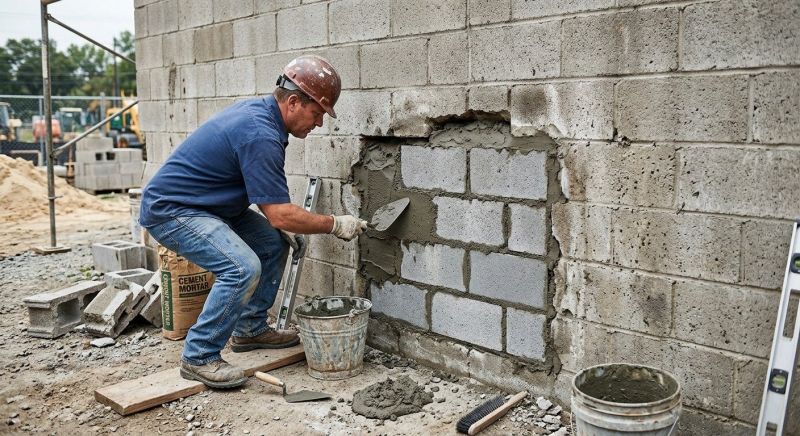 Cinder Block Wall Repair in Nevada, TX