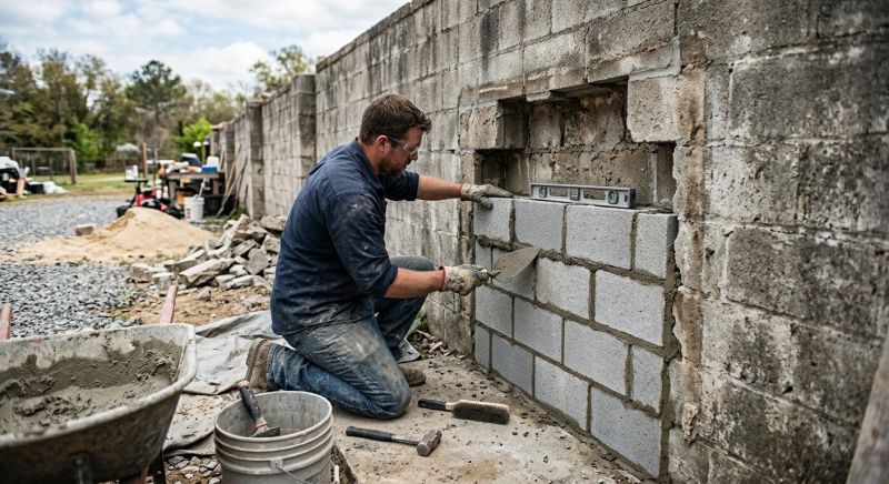 Cinder Block Wall Repair in Rowlett, TX