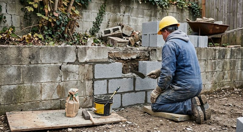 Cinder Block Wall Repair in Rowlett, TX
