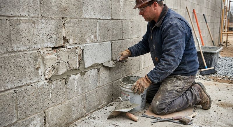 Concrete Block Wall Repair in Plano, TX