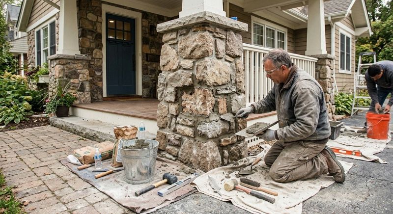 Stone Column Repair in Plano, TX